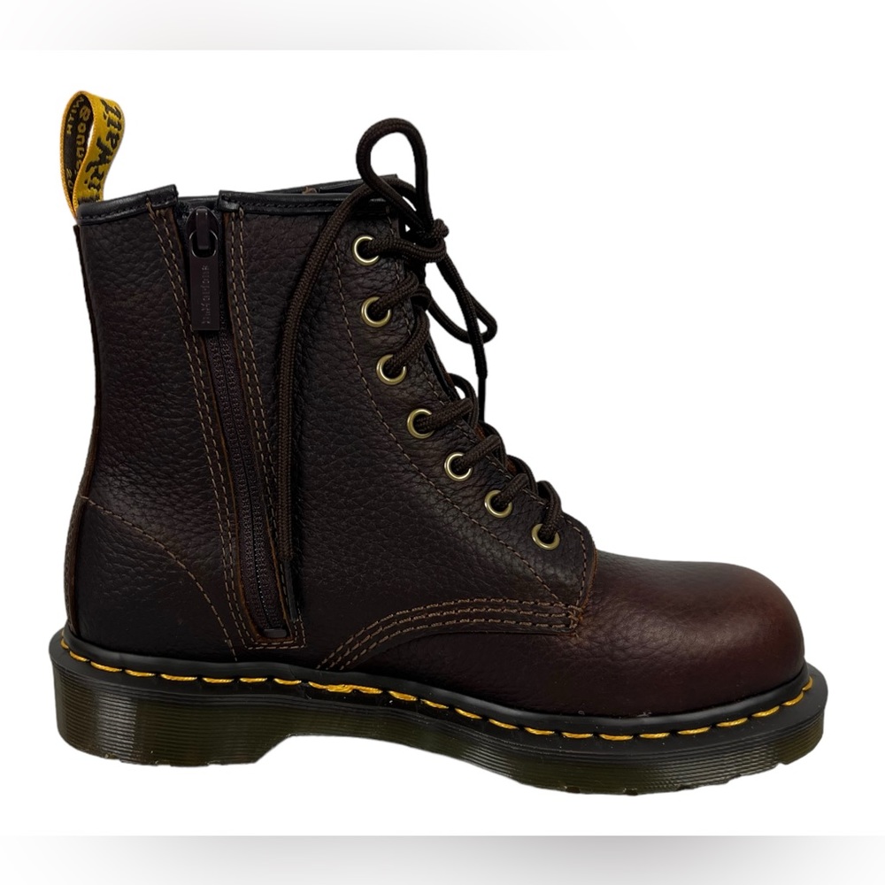 Dr. Martens Womens Maple Zip Steel Toe Boots Size US 7 Brown Safety Shoe NWOB - Picture 3 of 9